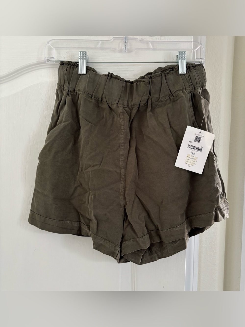 Women’s Altar'd State Olive Green High-Waist Paperbag Shorts
